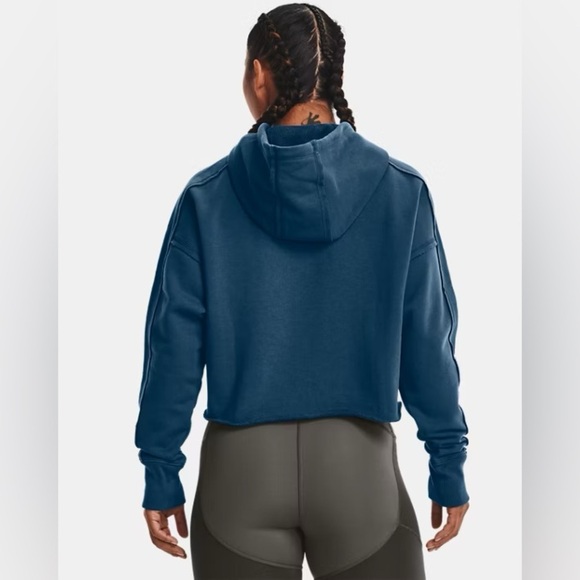 Under Armour UA BTG Terry Crop Hoodie Size Large Oversized Activewear Sporty - Picture 2 of 14